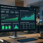 Wholesale pricing analytics dashboard showing margin improvement trends and KPIs