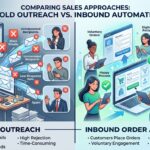 Comparison of cold outreach with rejected emails versus inbound order automation with happy customers placing orders